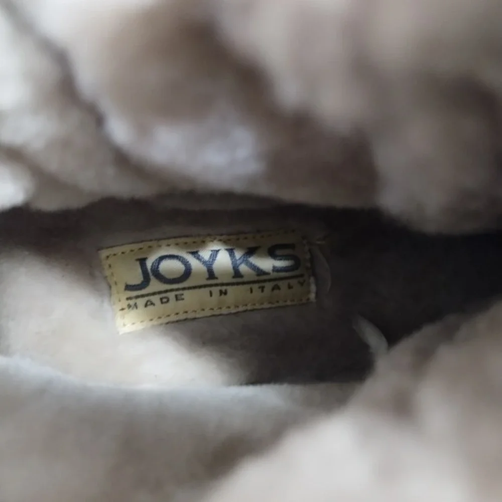 Joyks Ankle Winter Boots Womens Size 8 White‎ Brown Sude Fur Lined Side Zip